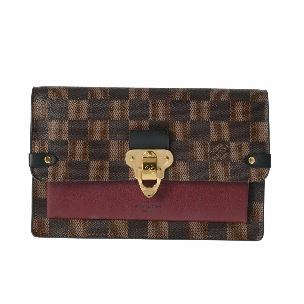LOUIS VUITTON Damier Portefeuille Shoulder Wallet Brown Bordeaux Purple Red